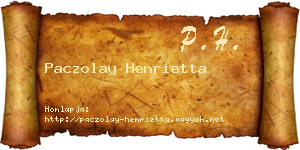 Paczolay Henrietta névjegykártya